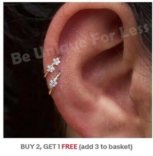 Cartilage Earrings Tragus Ring Helix Hoop Flower Silver Diamante  Gold Silver