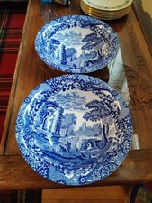 2 x Copeland Spode Italian Blue Serving Dishes Fruit Bowls 9.5" Vgc B15