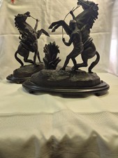 Vintage Pair Of Spelter Marley Horses.