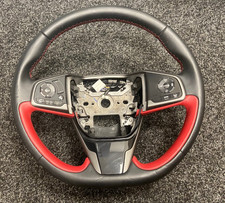 2018-21 HONDA CIVIC TYPE R GT MK10 FK8 BLACK RED LEATHER STEERING WHEEL FACELIFT