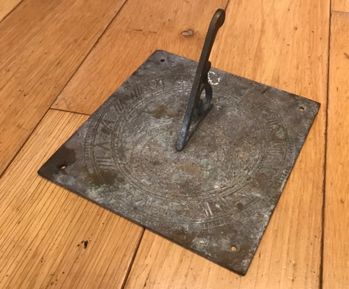 Vintage square brass - vintage, sundial