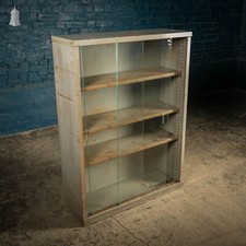 Industrial Shelf Cabinet, With Sliding Glass Doors