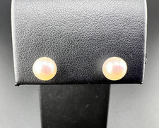 TIFFANY & CO. 750 18K WG WHITE GOLD CREAM PEARL POST STUD EARRINGS