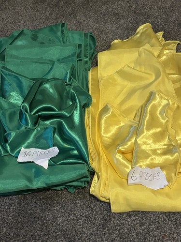 Green yellow satin fabric - &,