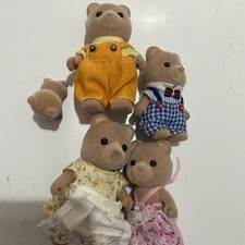 Vintage Old Sylvanian  Families Flocked  figures With Clothes  Draw