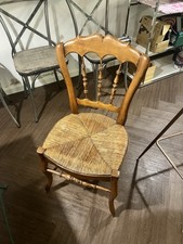 2 Vintage French Provincial Rush Seat Dining Chairs Louis XV style ladder-back