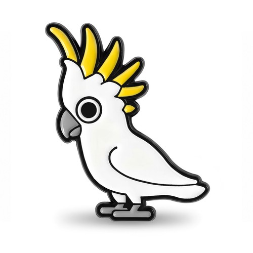 White cockatoo enamel pin - white,