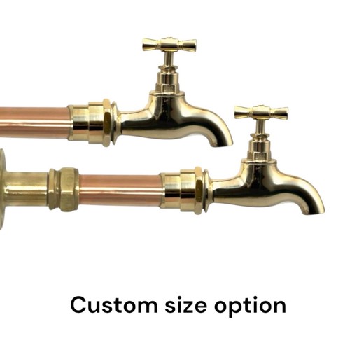 Copper and brass wall - wall, taps