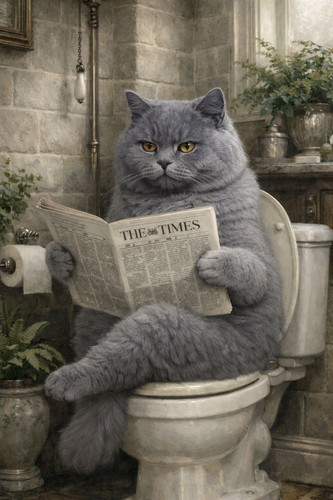 Cat toilet wall art - on,