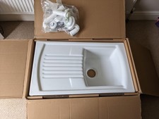 Rangemaster Tenby Compact White Ceramic Sink With Waste. Fits 500mm Cabinet.