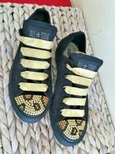 CONVERSE Ladies All Star With Leopard Design Rhinestone Toe Caps Size UK 4