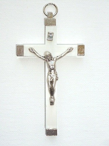 White metal crucifix 3 75 - ,
