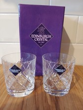 Set of 2 Edinburgh Crystal KELSO Whisky Tumbler Glasses 3" Never Used Ideal Gift