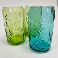 Coca Cola Drinking Glasses Green Blue Yellow Collectable  (BFD)