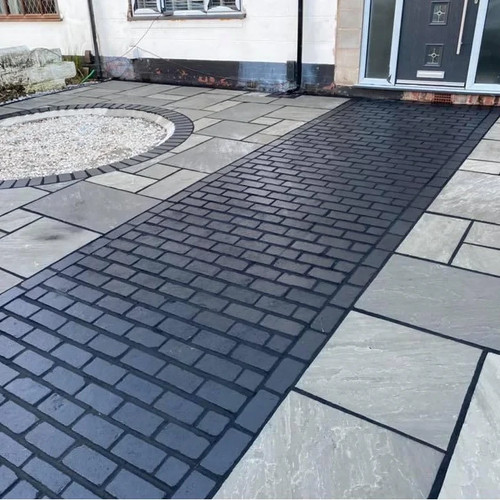 Black limestone cobble setts - limestone,