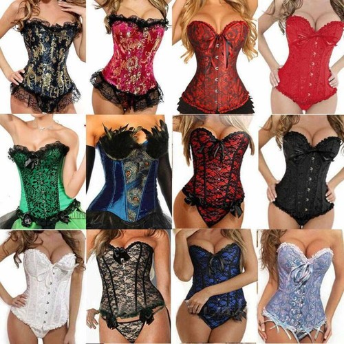 Women lace overbust boned - lace-up,
