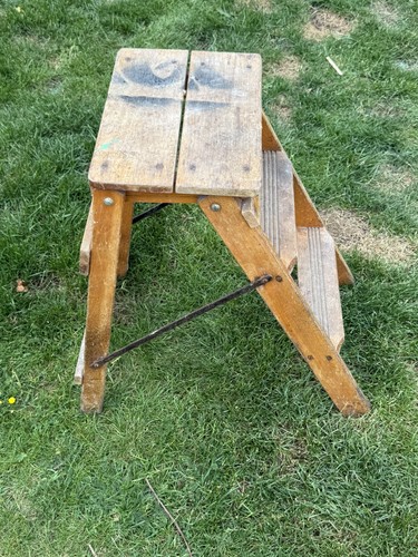 Vintage wooden steps ladder - wooden,