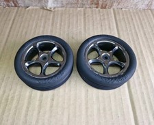 Traxxas Bandit Front Tracer 2.2 Wheels & Alias Tyres Pair Black Chrome 1/10 