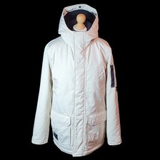 Hollister Men's Cream Sherpa Padded Coat Size M Warm Winter Hooded Jacket