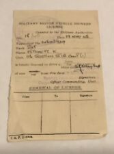 WW2 Memorabilia. Rare Military Drivers' License issued in India 19/5/1945