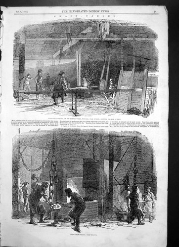 Antique old print chain cable - old,