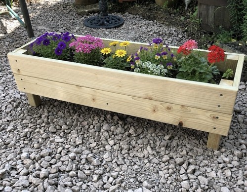 Wooden garden planter trough - wooden,