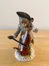 Antique German Dresden after Meissen Monkey Band Porcelain Cello Player Figurine