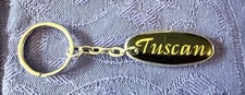 TVR Tuscan Oval Badge Key-Ring Vintage 1999 - Black & Gold On Chrome Chain