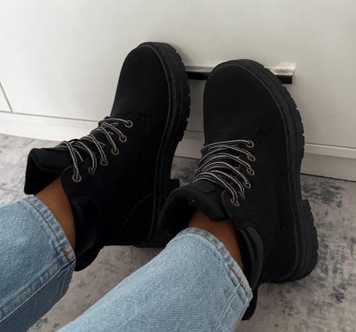 Women black lace ankle - up,