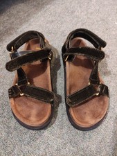 ZARA sandals, green velvet-style fastening straps, size 36/ UK 3.5-4