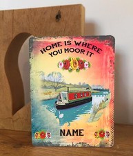 PERSONALISED CANAL BARGE BOAT NARROW 2 Retro Shabby Chic Metal Wall Sign RS571