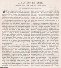 A MAN AND HIS KNIFE. PASSAGES FROM THE LIFE OF JAMES BOWIE. AN ORIGINAL ARTICLE