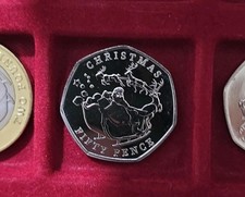 Gibraltar  50p Pence coin 2020 CHRISTMAS Santa Sledge Reindeer QEII.