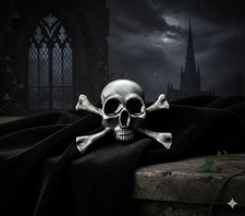 Skull Bones Pin Gothic Steampunk Badge Crossbones Death Pirate Creepy Haloween