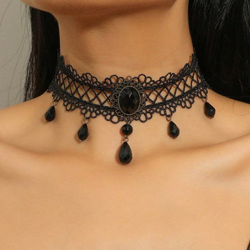 Vintage gothic lace choker - gothic,
