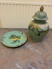 Vintage Brentleigh Ware Pottery Vase/urn And Wall Plate