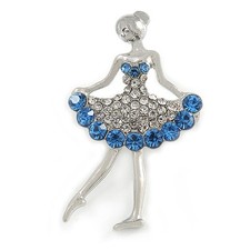 Blue/ Clear Ballerina Brooch