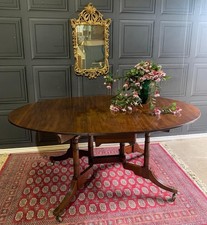 Rare Antique Regency Mahogany Cumberland Dining Table Box Casters Drop Leaf 1800