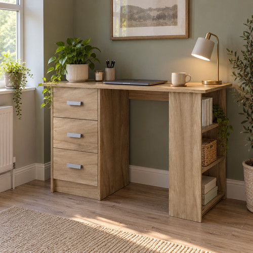 Computer desk oak - 3, drawer