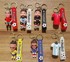Football Player 3D Rubber Keyring Keychain Bag Charm Backpack 🇵🇹🇦🇷🇫🇷🇧🇷