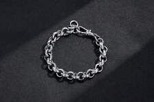 12mm Silver Crystal Pattern Belcher Bracelet for Men & Women - 8 Inch