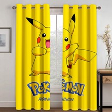 Kids Bedroom Curtains Ring Top Eyelet 3D Pokemon Window Door Decor UV Protect