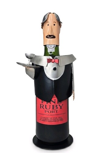 Metal butler wine bottle - metal,