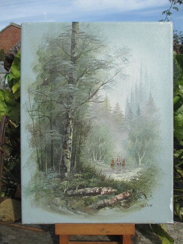 Horse riding oil painting mid - horse,