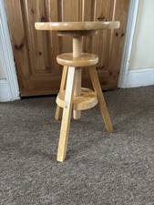 Solid Beech Adjustable Artist/Potters Stool - Retro/Vintage/etc
