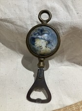 Vintage Rare Brass Top - Crinoline Lady In Globe - Bottle opener Patent 871160