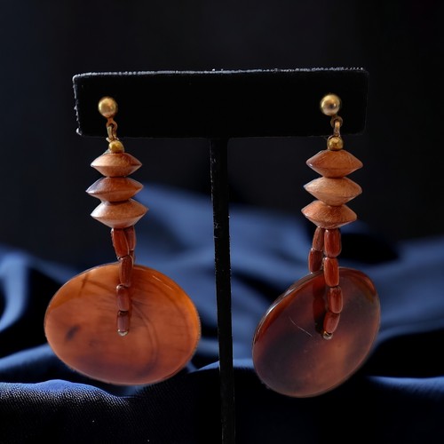 Y2k shell wood beaded - shell, drop