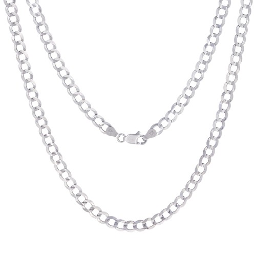 Solid 10k white gold 5mm - white, cuban