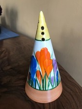 Art deco Clarice Cliff Bizarre Crocus sugar shaker sifter cone