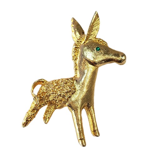 Donkey brooch vintage - brooch, textured